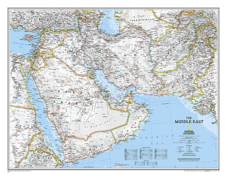 nástenná mapa Stredný východ 60x77cm lamino, lišty NGS
