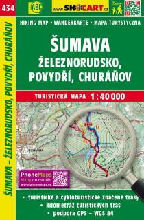 434 Šumava, Železnorudsko, Povydrí, Churáňov turistická mapa 1:40t SHOCart