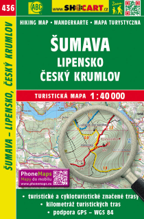 436 Šumava - Lipensko, Český Krumlov turistická mapa 1:40t SHOCart
