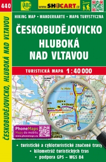 440 Českobudejovicko, Hluboká nad Vltavou turistická mapa 1:40t SHOCart