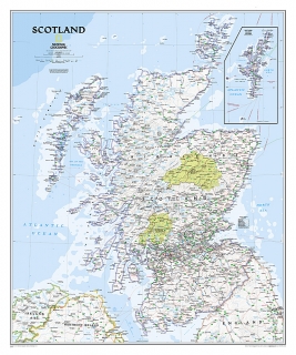 nástenná mapa Škótsko Classic 91x76cm lamino, lišty NGS