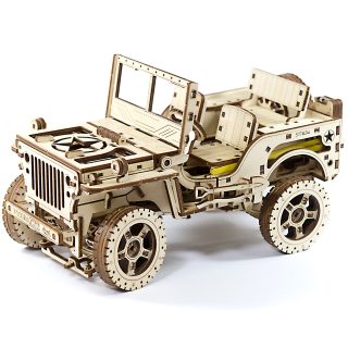 JEEP 4x4 3D mechanický drevený model