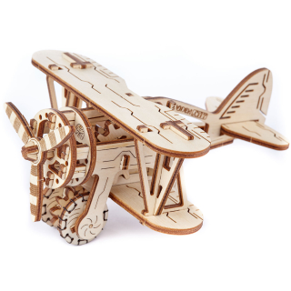 Lietadlo dvojplošník (biplane) 3D mechanický drevený model