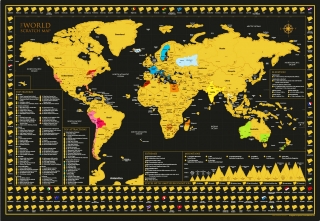 World Black&Gold nástenná stieracia mapa sveta 59,4x84cm (A1)