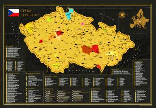 Česko kraje, obvody Black&Gold nástenná stieracia mapa 59,4x84cm (A1)