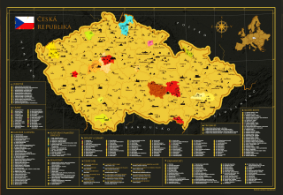 Česko kraje, obvody Black&Gold nástenná stieracia mapa 59,4x84cm (A1)