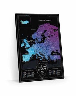 Europe Travel Black nástenná stieracia mapa európy 40x60cm / anglicky
