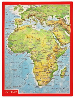 mapa AFRIKA reliéfna 3D mapka 10,5x14,8cm