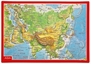 mapa ÁZIA reliéfna 3D mapka 10,5x14,8cm
