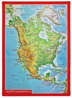mapa AMERIKA severná reliéfna 3D mapka 10,5x14,8cm