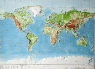 nástenná mapa reliéfna 3D Svet 77x57cm