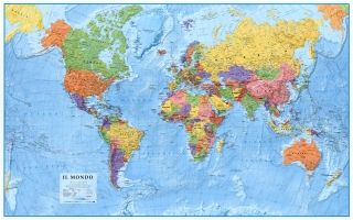 nástenná mapa Svet politický 122x196cm lamino, lišty LAC