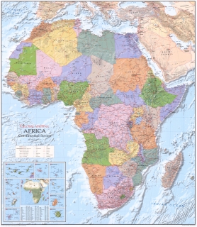 nástenná mapa Afrika politická 115x100cm lamino, lišty GM