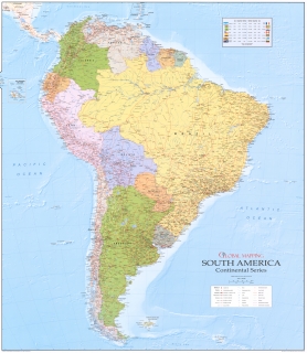 nástenná mapa Amerika južná politická 114x99cm lamino, lišty GM