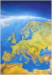 nástenná mapa Európa panoramatická 108x150cm lamino, lišty