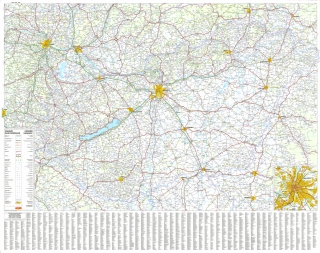 nástenná mapa Maďarsko cestné 100x125cm lamino, lišty