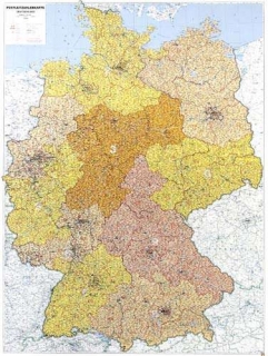 nástenná mapa Nemecko PSČ II. 127x95cm lamino, plastové lišty