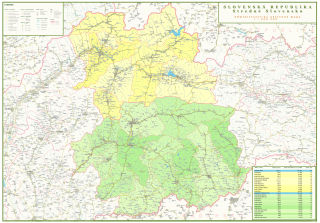 nástenná mapa Slovensko administratívne stred 98x140cm lamino, lišty