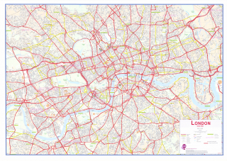 Londýn Central 85x120cm lamino, lišty nástenná mapa
