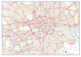 Londýn Central 85x120cm lamino, lišty nástenná mapa