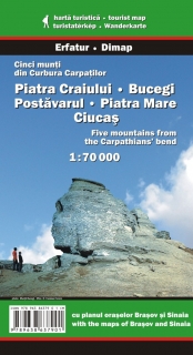 Piatra Craiului, Bucegi, Postavarul, Piatra Mare and Ciucas 1:70t turistická map
