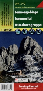 WK392 Tennengebirge, Lammertal, Osterhorngruppe 1:50t turistická mapa FB