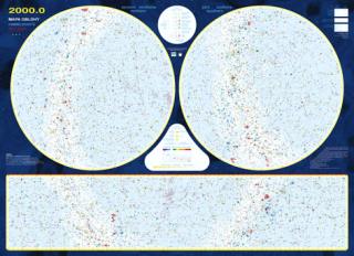 Hviezdna obloha 83x113cm, lamino plastové lišty nástenná mapa 