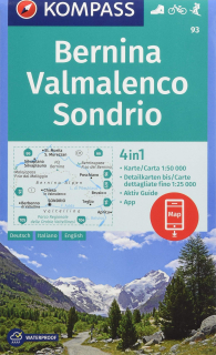 KOMPASS 93 Bernina, Valmalenco, Sondrio 1:50t turistická mapa