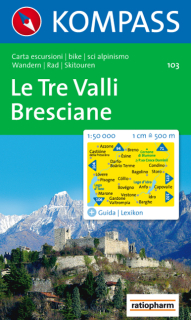 KOMPASS 103 Le Tre Valli Bresciane 1:50t turistická mapa