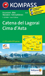 KOMPASS 626 Catena dei Lagorai, Cima d´Asta 1:25t turistická mapa