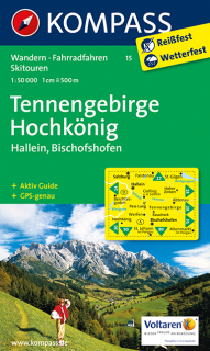 KOMPASS 15 Tennengebirge,Hochkönig,Hallein,Bischofshofen 1:50t turistická mapa