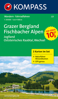 KOMPASS 221 Grazer Bergland,Fischbacher Alpen,Joglland, Raabtal (2 mapy) 1:50t