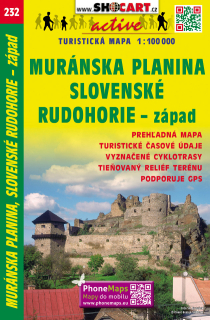 232 Muránska Planina, Slovenské rudohorie-západ turistická mapa 1:100t SHOCart